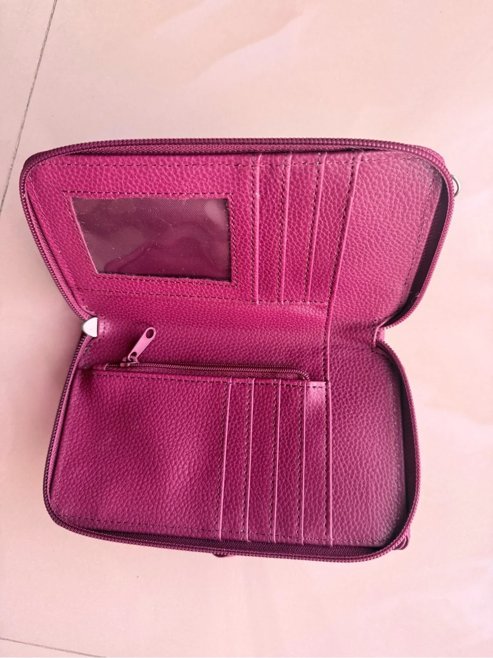 Giani Bernini Berry Pink Pebbled Leather Wristlet Wallet